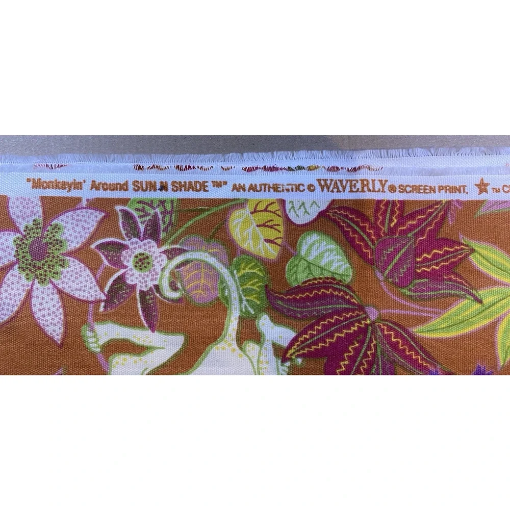 Waverly MONKEYIN' AROUND Sun N Shade Orange Monkey Tropical Fabric 54
